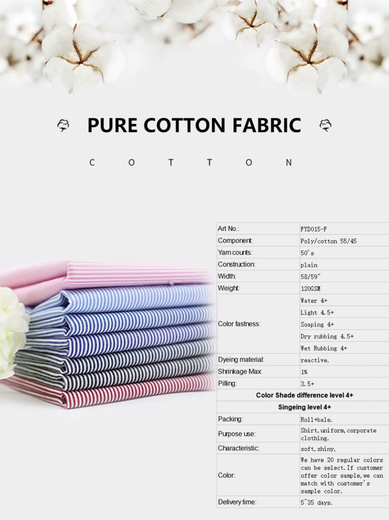 100% Cotton Linen Fabric Wholesale Poplin Fabric for Shirts