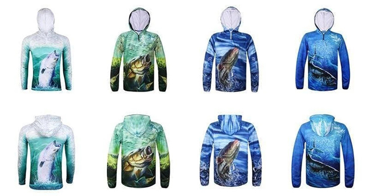 Wholesale Custom Printed Polyester Spandex Fishing Shirts Upf 50 Wicking Custom Fabric and Logo Wear