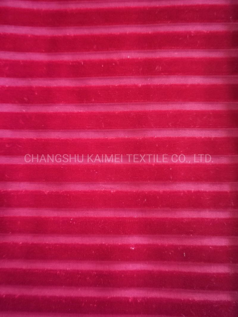 Polyester Spandex Thin Stripe Spun Velvet Velour Fabric