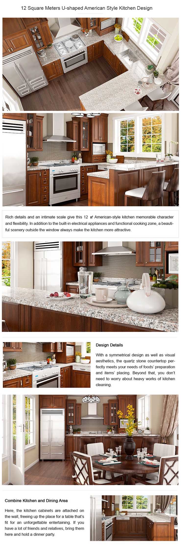 12 Square Meters U-Shaped American Style Kitchen Design (OP16-PP03)