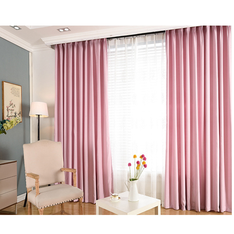 Thick Linen Solid Color Blackout Curtain Fabric Custom Hotel Living Room Bedroom Curtain Finished, Curtains Wholesale