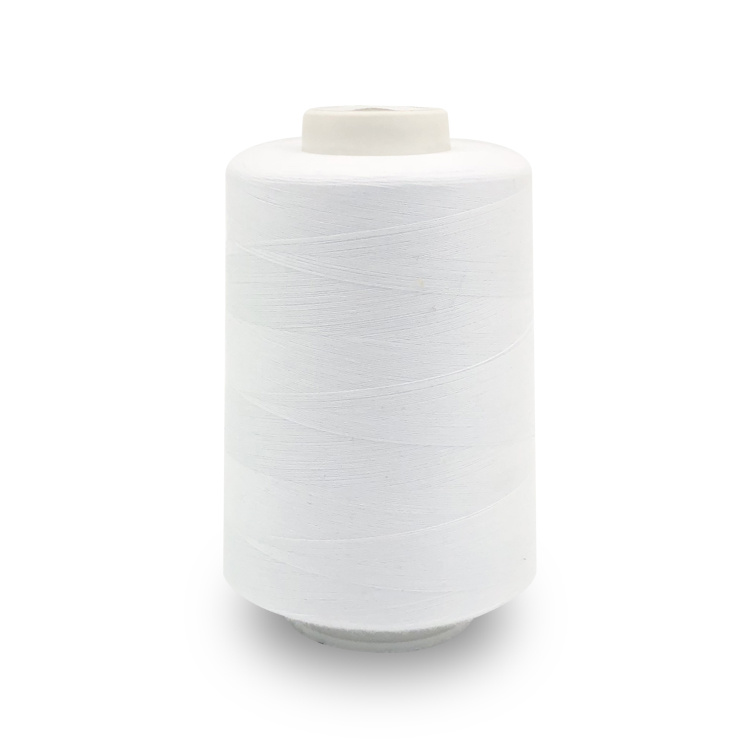 100% Spun Polyester Clothes Fabric Use Raw White Sewing Thread