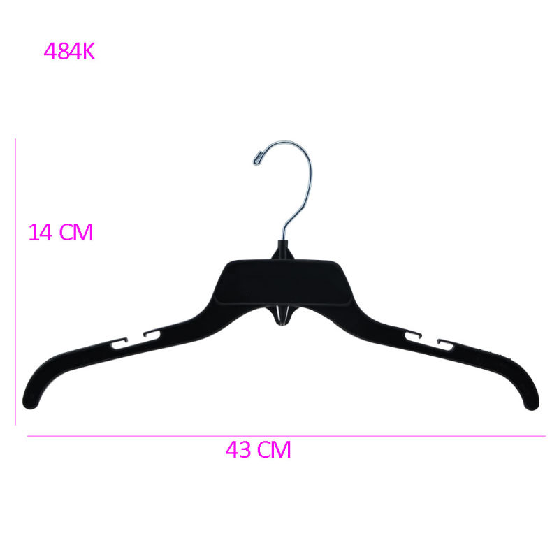 17 Inch Heavy Duty Black Plastic Shirts Hanger with Notches