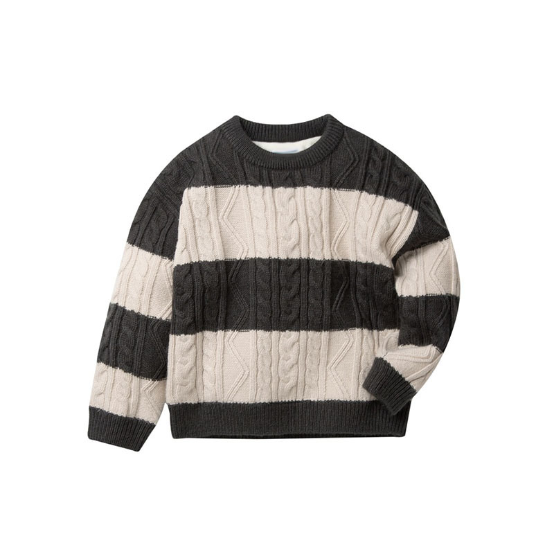 Twisted Knitted Contrast Colorfor Kids Girls/Boys Knitted Sweater Pullover Crewneck Knitted Jumper