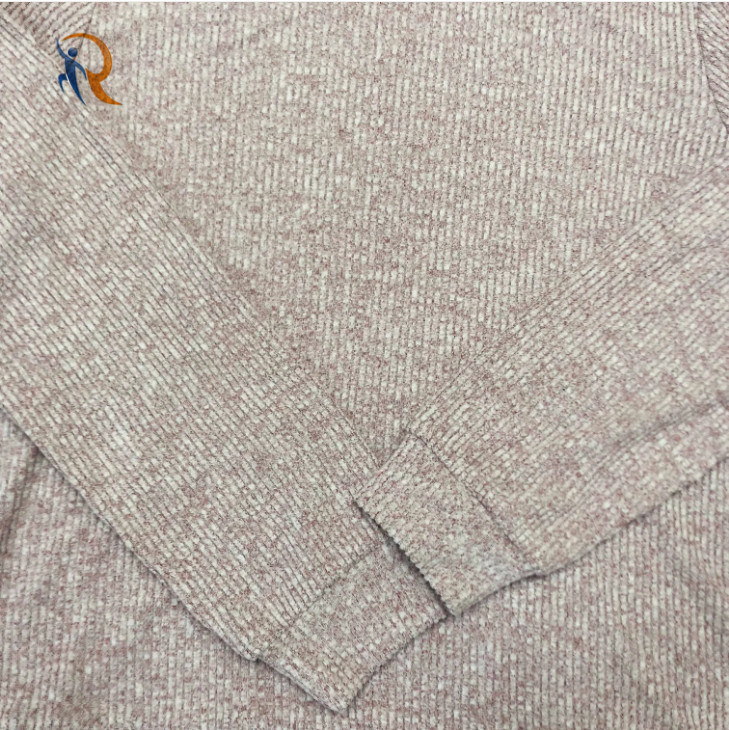 Women Heather Pink Rayon Sweater Rib Brushed Hacci Pullover Knit Ribbing Fabric Comfortable Soft Sweatshirts