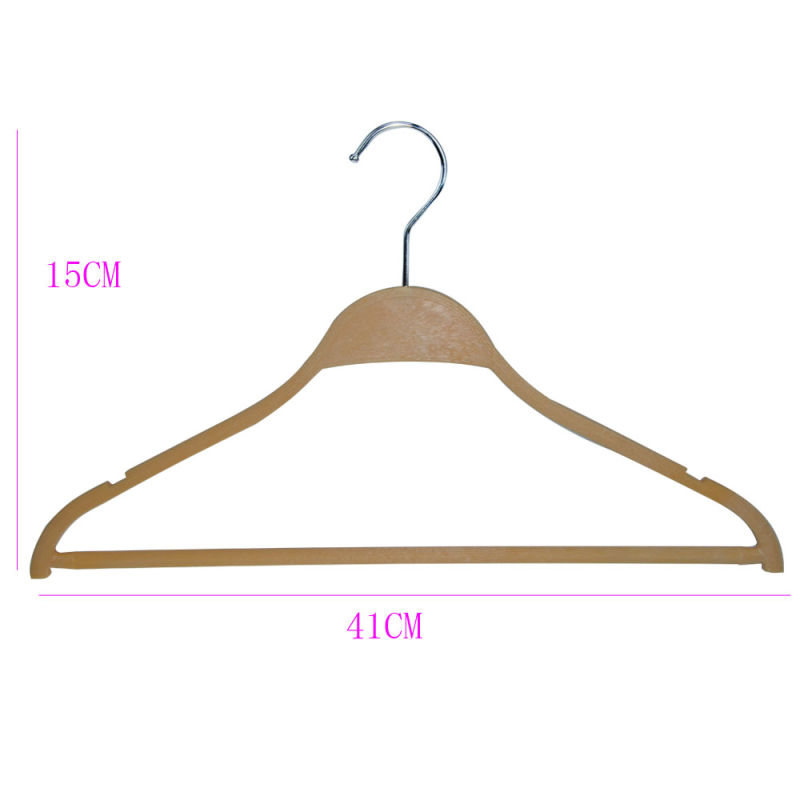 Wooden Looking Plastic Thin Shoulder Zra Hanger for Shirts Display