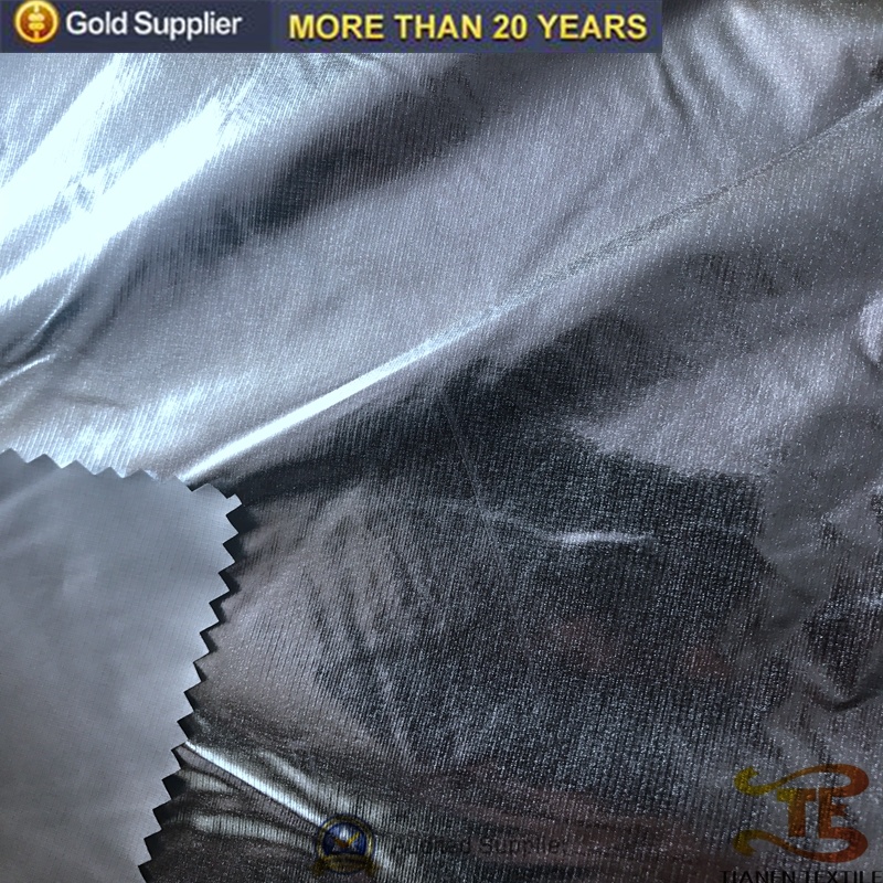 410t 0.08 Ripstop Nylon Taffeta Fabric with Sliver Coating for Garment
