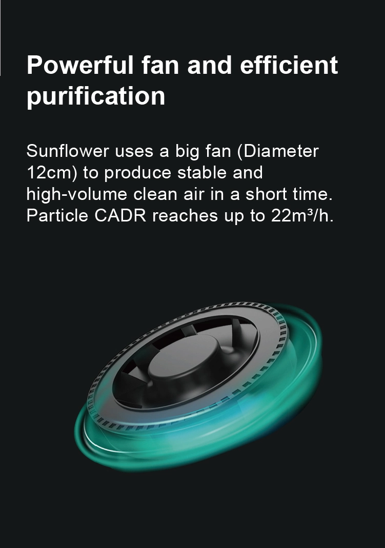 Soto-Qx3a Air Purifier True HEPA Carbon Filter Without Battery Sunflower Desktop Air Cleaner