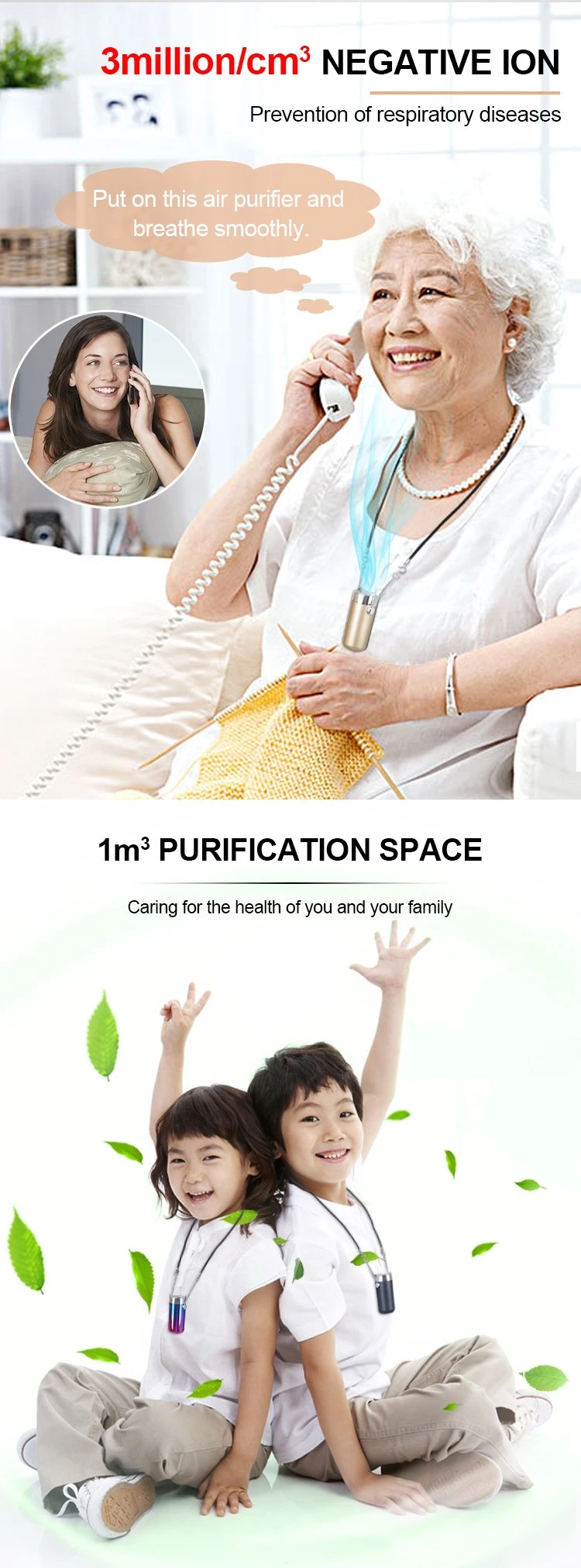 Best Seller 2020 Sterilizer Diffuser UV Air Activated Necklacebon USB Charger Ashtray Aroma Wireless Necklace Purifiers
