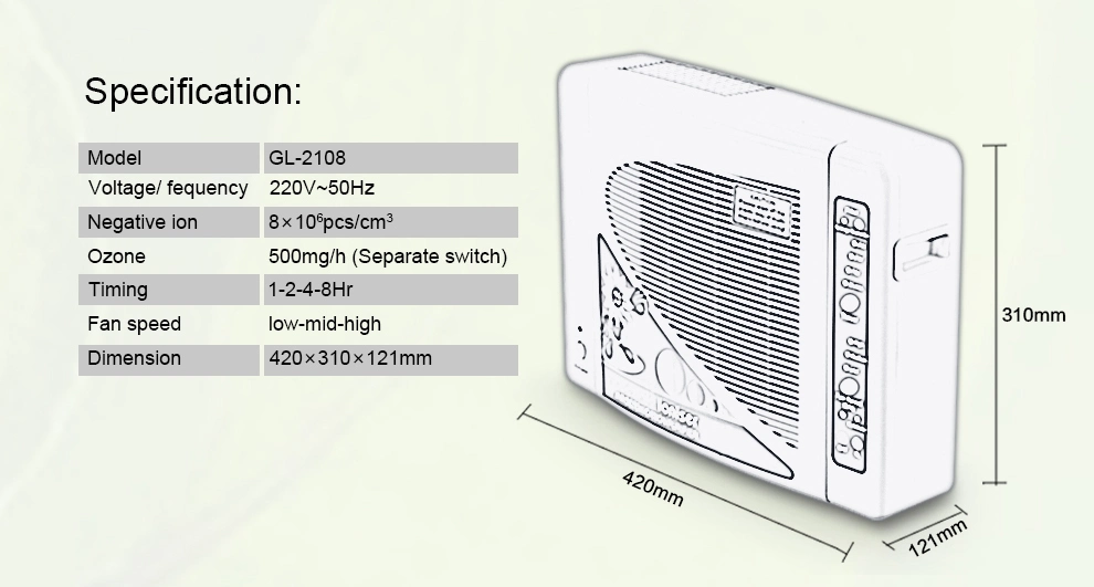 Desktop Home Ionizer HEPA Filter Ozone Air Cleaner Air Purifier with Remote Control