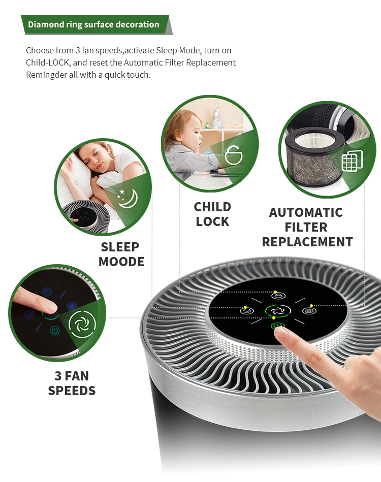 Smart Design Cylindrical Shaped Desk Table Air Purifier for Office Home