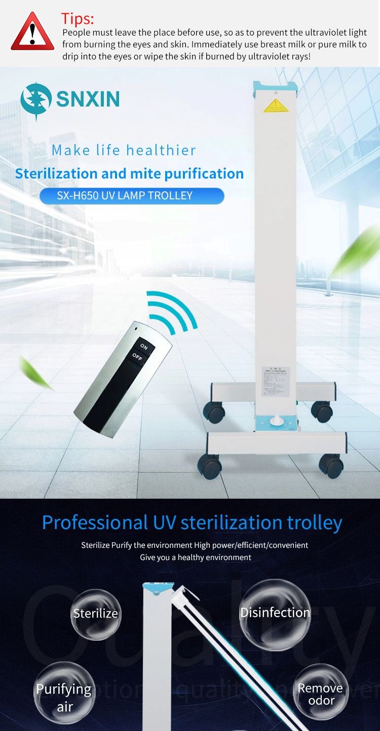 Lowest Price High Quality 80W UV Light Disinfecting Lamp Trolley Sterilizer for Office