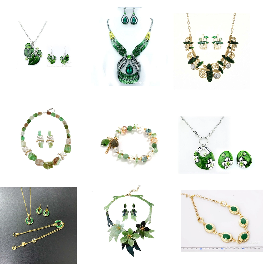 Best Price Green Pendant Necklace and Earring Jewelry Set