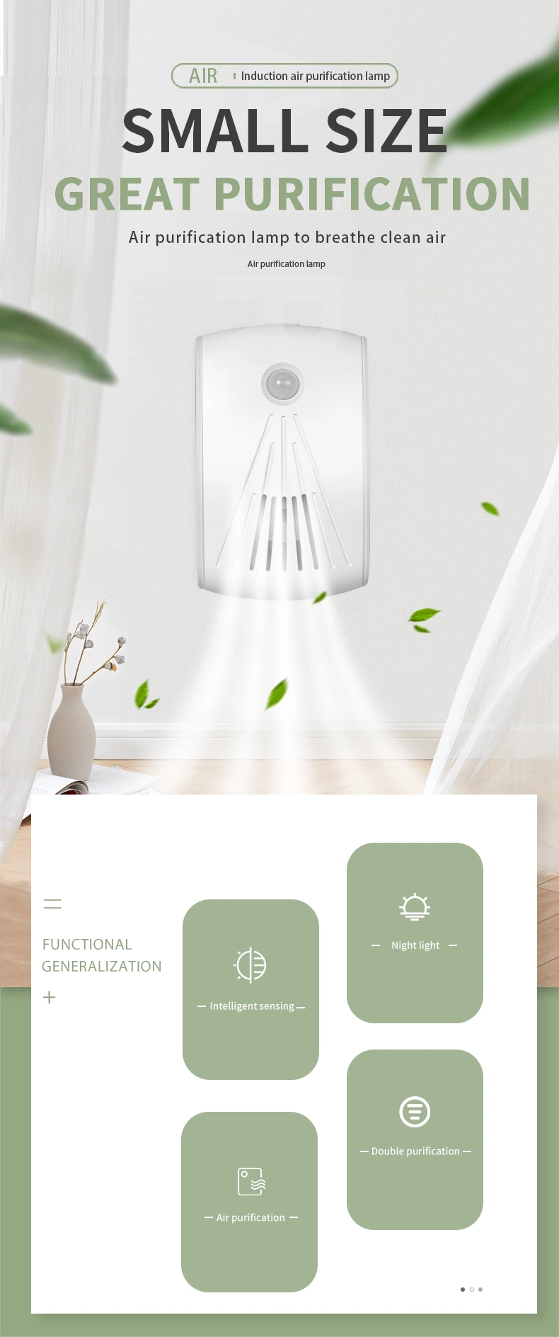 2020 LED Night Light Kitchen and Toilet Air Purifier / Air Purifier Ionizer / Mini Portable Air Purifier