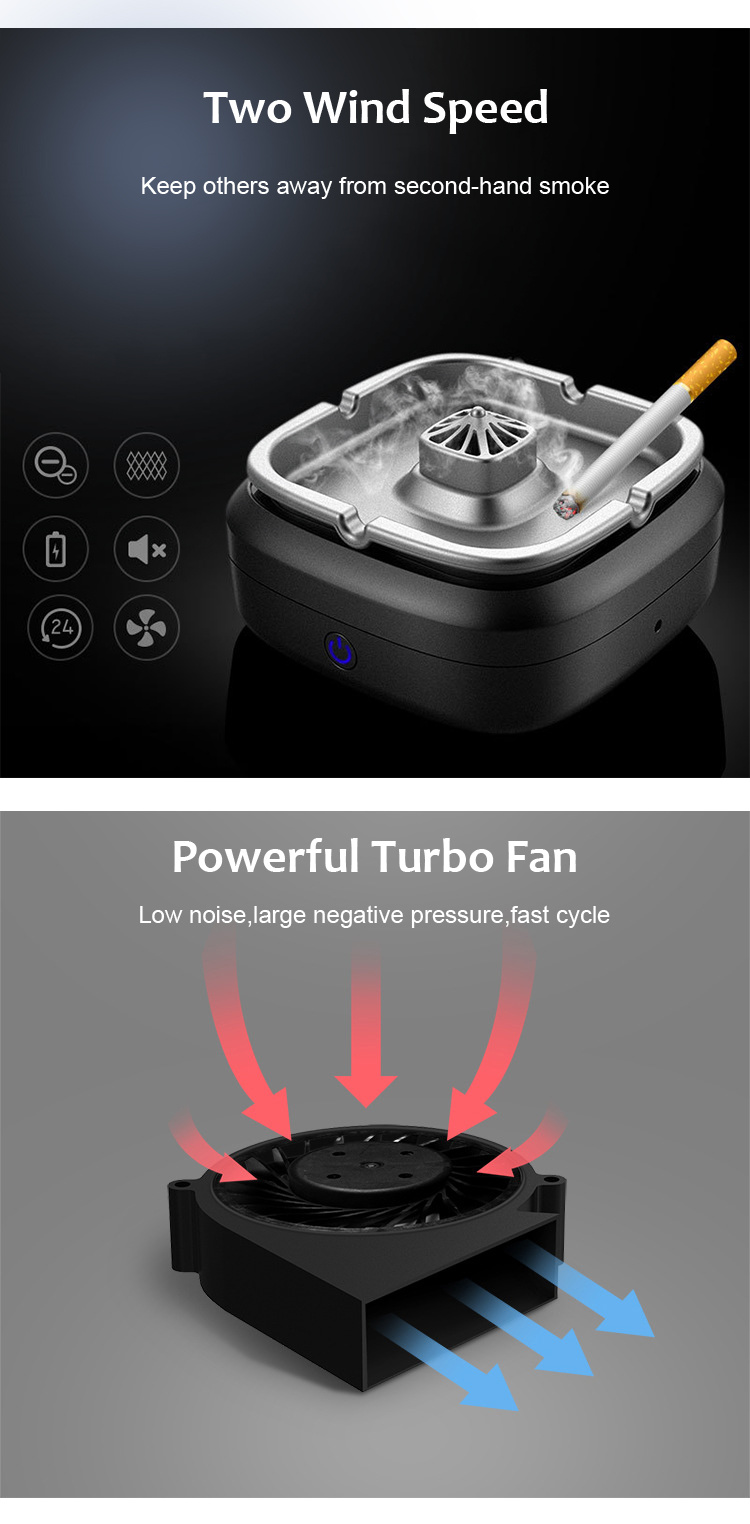 Ashtray Purifier Rechargeable Portable Air Purifier Smoke Negative Ion Home Car Lithium Battery