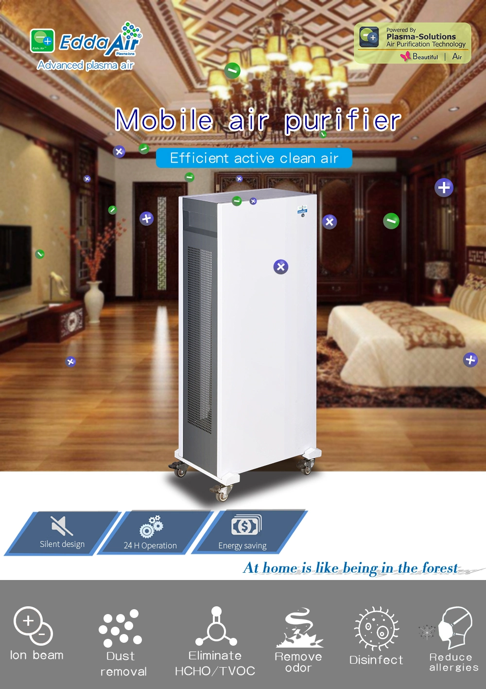 Pm2.5 Mobile Office Hospital Positive and Negative Ion Air Purifiers