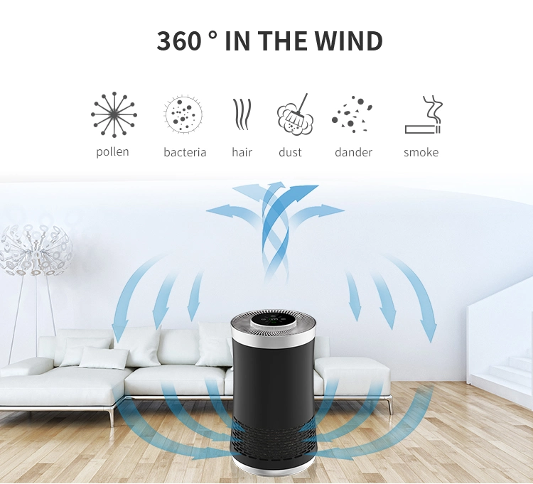 White Air Cleaner for Desktop, Negative Anion Purify Touch Button Desk-on Air Purifiers