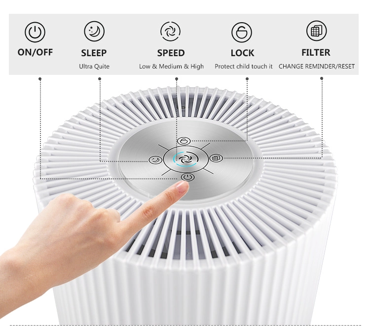 Light Touching Control Bedroom Low Noise Desk Air Purifier with Sleep Mode