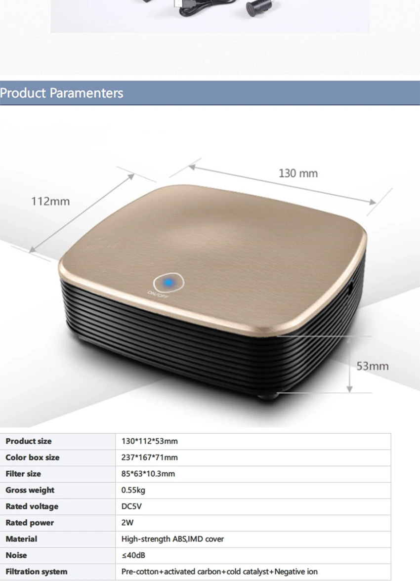   Smart    Aroma  Purifier  Negative Ion Mini Car Purifier Pm2.5 Removal True HEPA Air Purifier