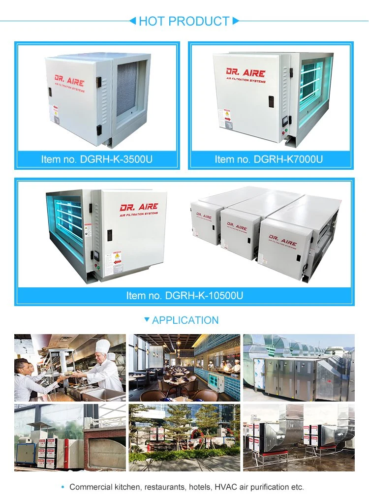 Easy-Installed Outdoor Hotel Kitchen Baking Smoke Extraction Ionizer Air Cleaner Purifiers for High -Low Emission
