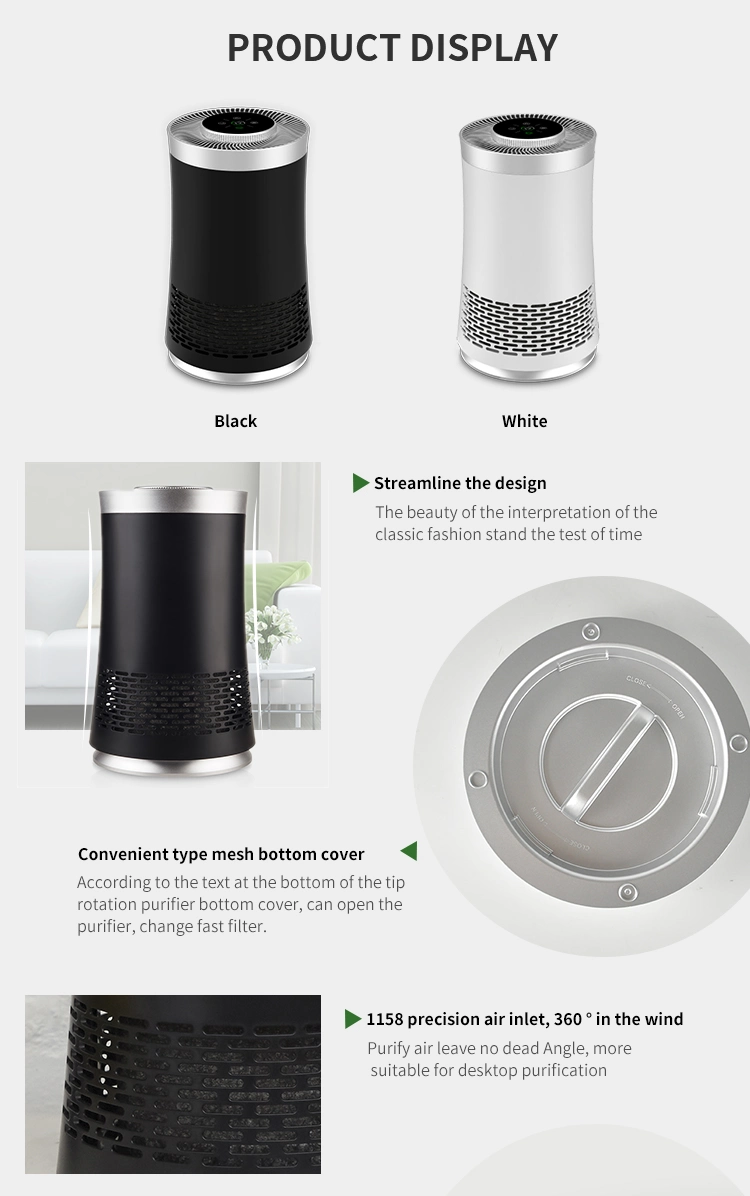 Smart Design Cylindrical Shaped Desk Table Air Purifier for Office Home