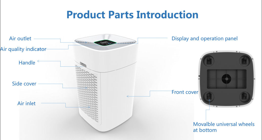 with Big Cadr Potable Newest Design with HEPA Filter Air Quality Purifier Pre-Filter   with WiFi Function Home Office Hotel Use Air Purifier From Yiwu City