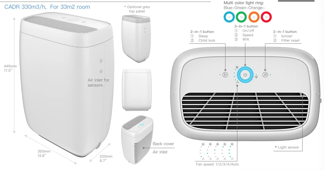 Smart/WiFi APP Remote Contorl HEPA Filter Air Purifier/Protable Air Purifier for Home/Hotel/Office