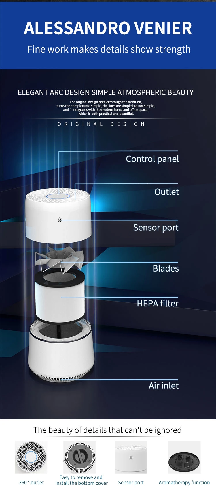 Desktop Silent UV Sterilizer Activated Carbon Filter Air Purifier