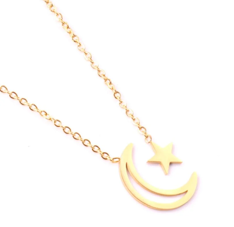 Best Selling in Amazon Custom Necklace Jewelry Stainless Steel Gold Charm Moon Necklace Pendant
