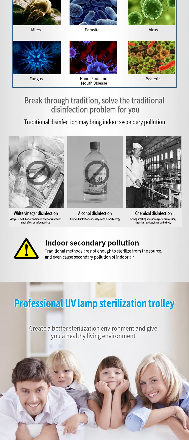High Quality UV Light Sterilizer 150W Wheel Moveable Air Sterilizer Suitable for Medical