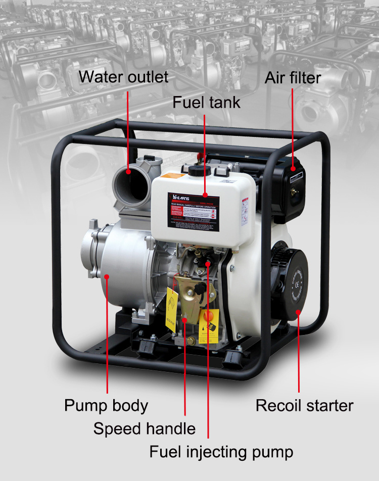 Air Cooled 170f 2 Inch Clean Water Pump Air Cooled Diesel Engine