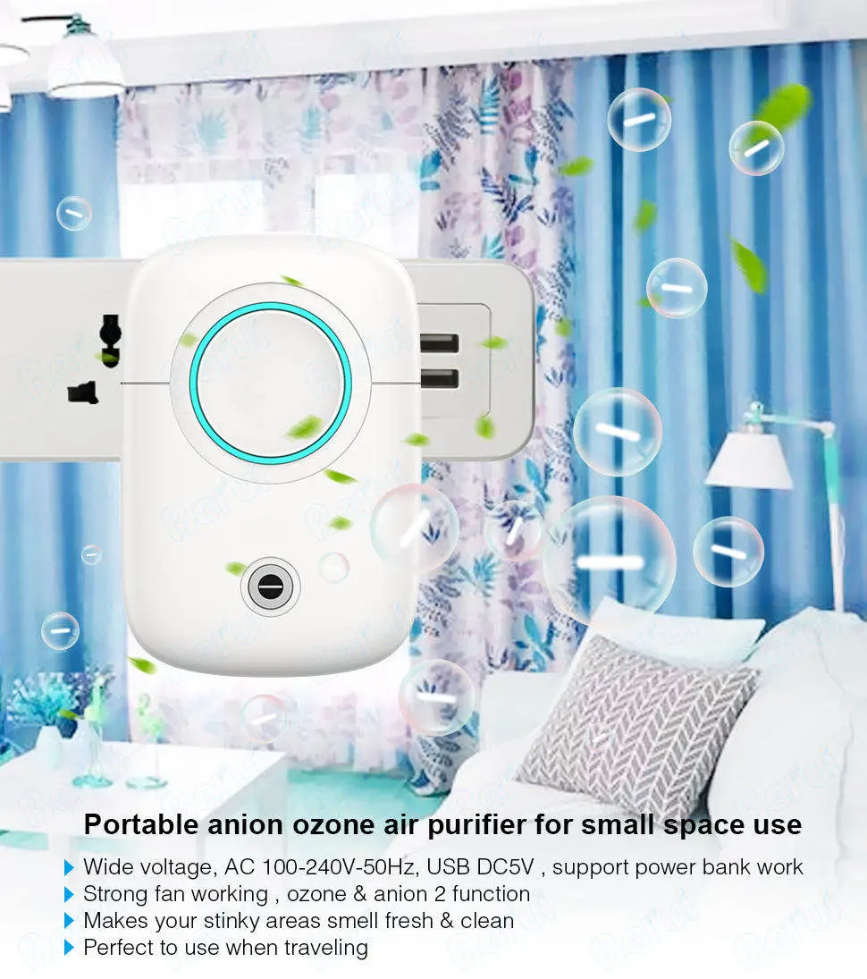 Mini Negative Ion Car Deodorizer Ozone Generator Air Sterilizer USB Desktop Air Purifier