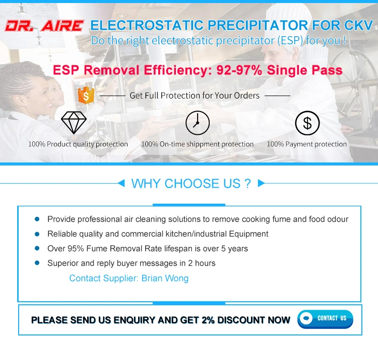 Dr Aire Over 95% Smoke Remove Auto-Cleaning Electrostatic Air Cleaner for Kitchen Exhaust System