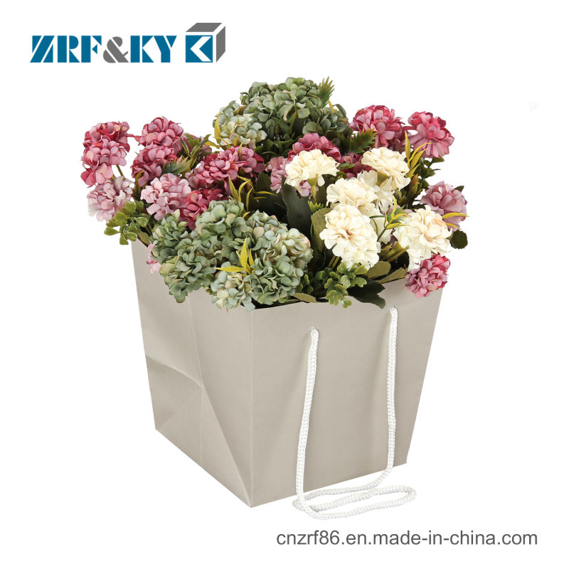 Custom Art Paper Square Bottom Base Flower Floral Carry Bags