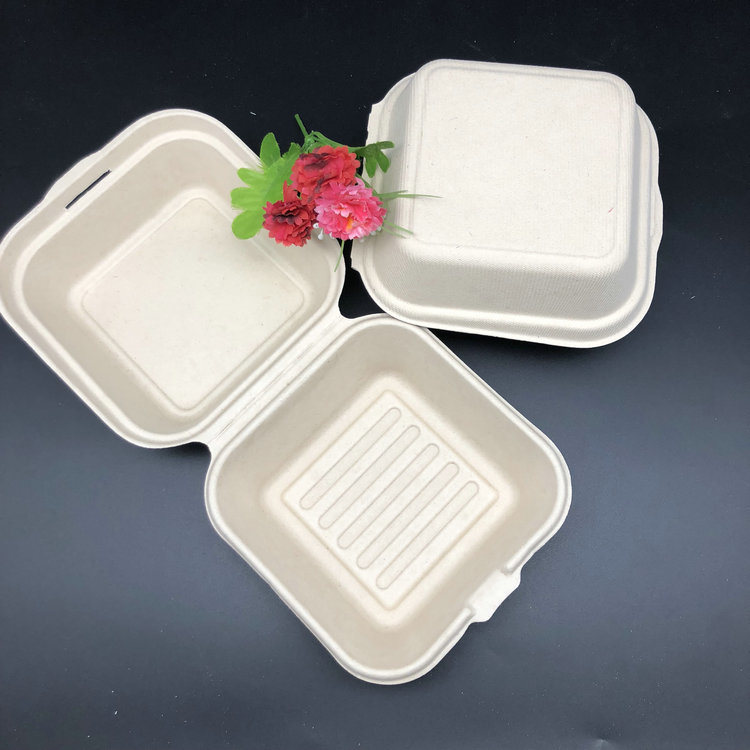 Bagasse Pulp Dinnerware Disposable Clamshell Food Container