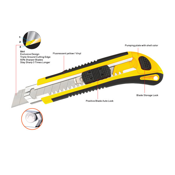 Manufacture Utility Knife with Co-Molded Safety Cutter Knife