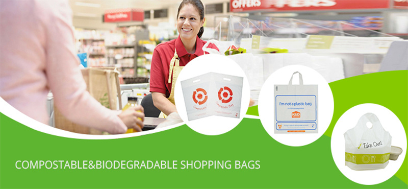 Dispostable Biodegradable Plastic Bags Handle Carrier Bags