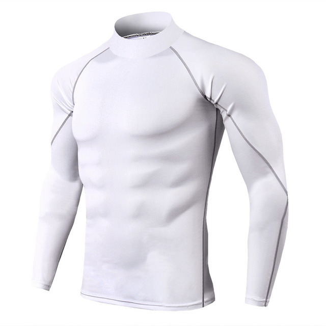 Men's 90% Polyester Milk&#160; Fiber&#160; High-Collared Fitness/Gym Long-Sleeve Sport Running Elastic Quick Dry Long-Sleeve T-Shirt with Stand-up Collar