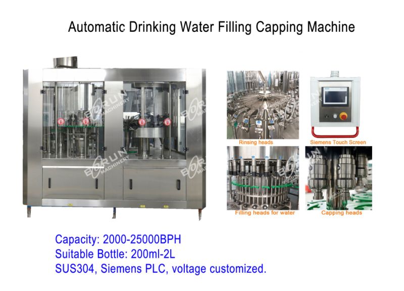 Automatic Liquid Water Bottle Filling and Capping Sealing Machine / Water Bottling Plant