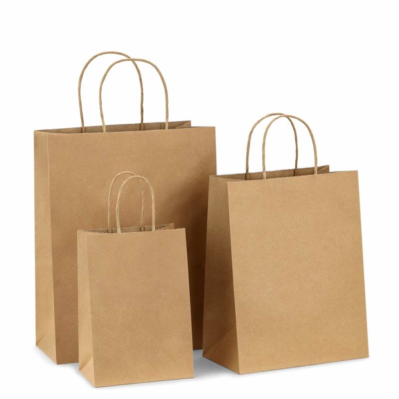 White Kraft Paper Bags 5.25" X 3.75" X 8", Handled, Shopping, Gift, Merchandise, Carry, Retail, Party Bags