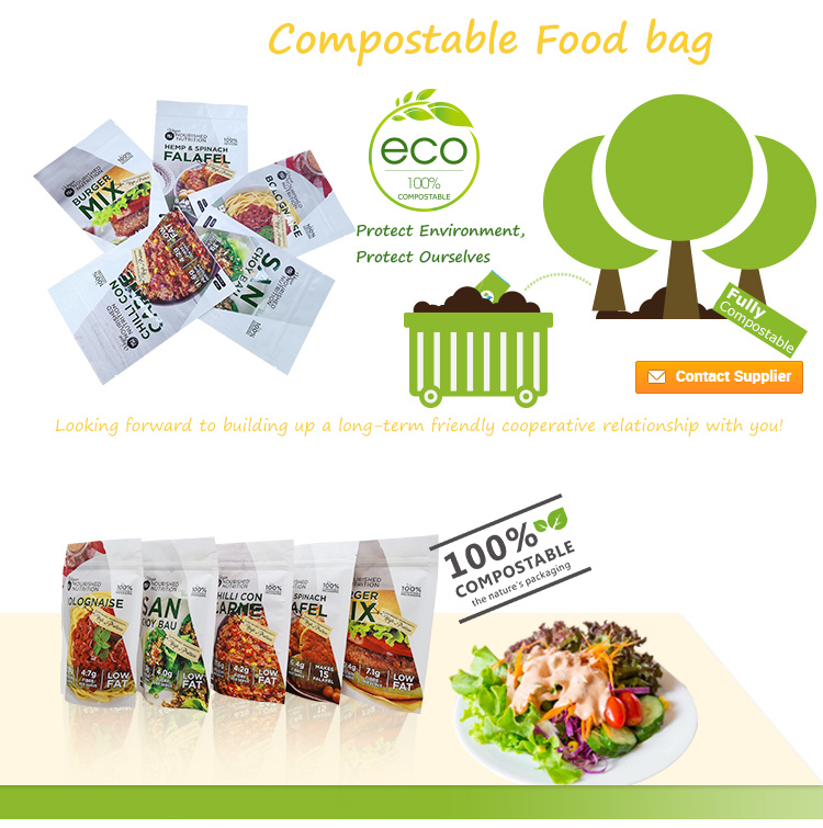 Compostable Stand up Pouches Biodegradable Food Packaging Bags with Zipper