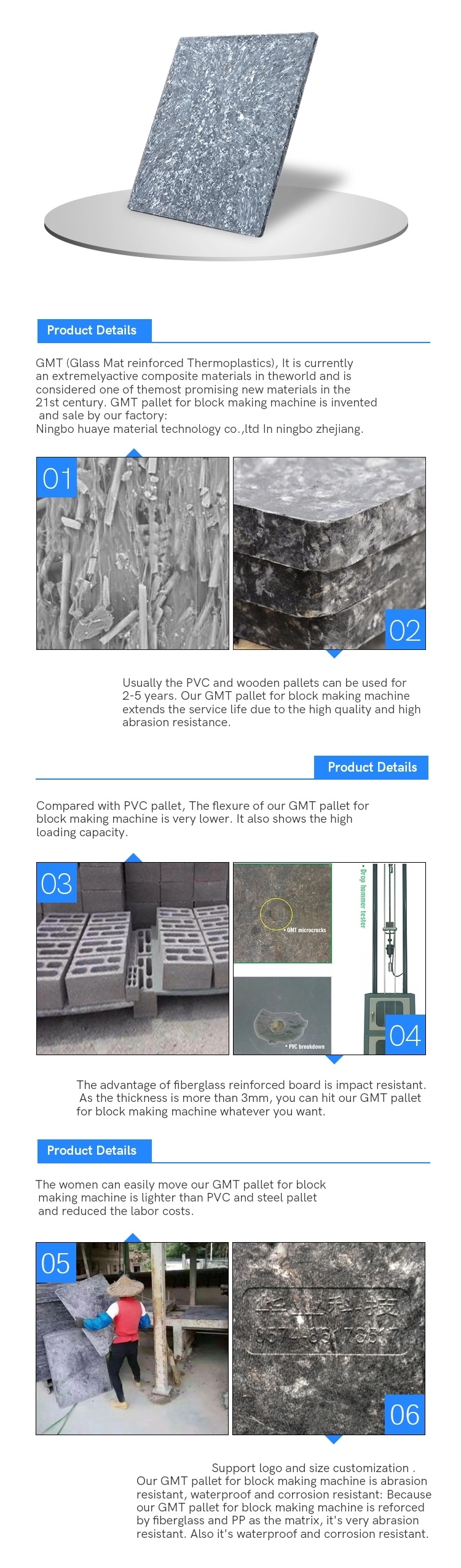 Gmt Pallets Fiber Pallets for Cement Block Making Machine