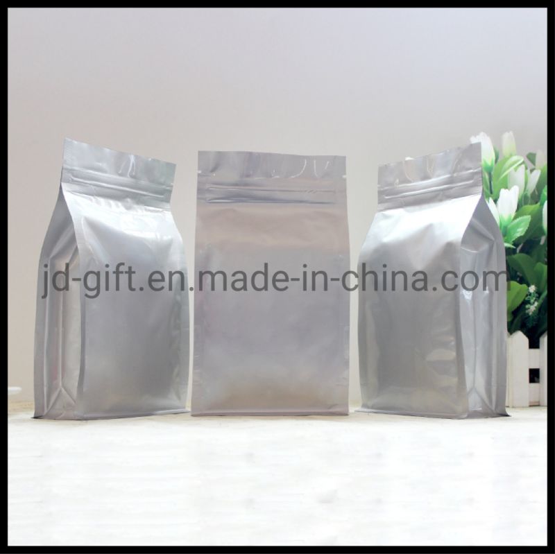 Food Packaging Aluminium Foil Bags Square Bottom Standing up Flexible Packaging Bags with Zip Lock	 for Quinoa Tea Coffee Cookies Packing