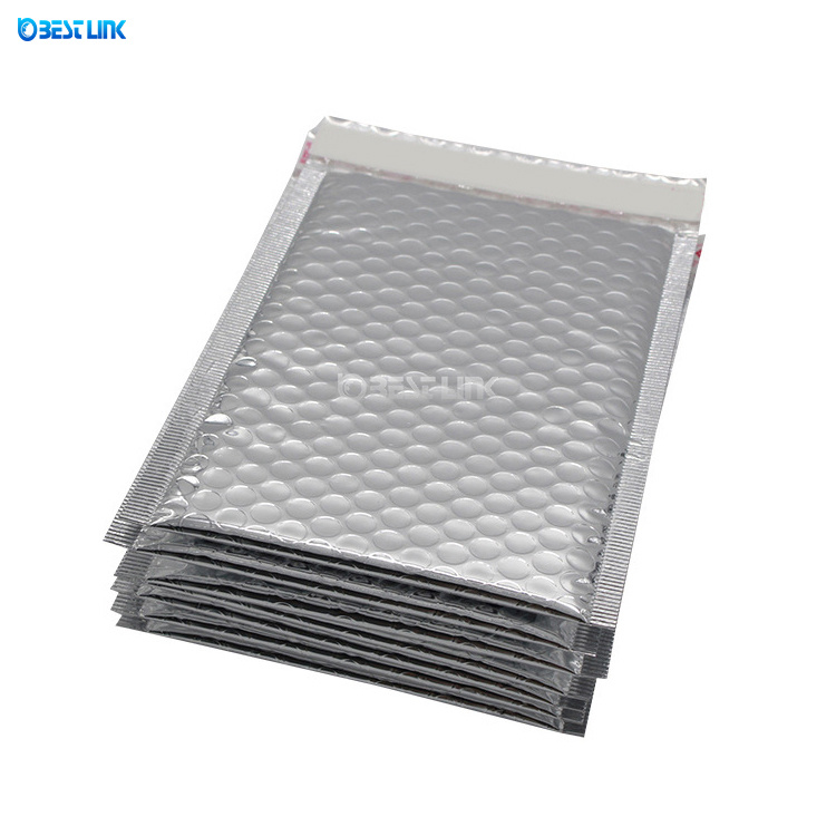 Bubble Bags Mailing Envelope Custom Design Padded Courier Metallic Bubble Mailer Silver Poly Bubble Mailers with Printed Logo