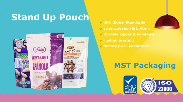 Stand up Pouch Food Packaging Bag with Zipper and Window