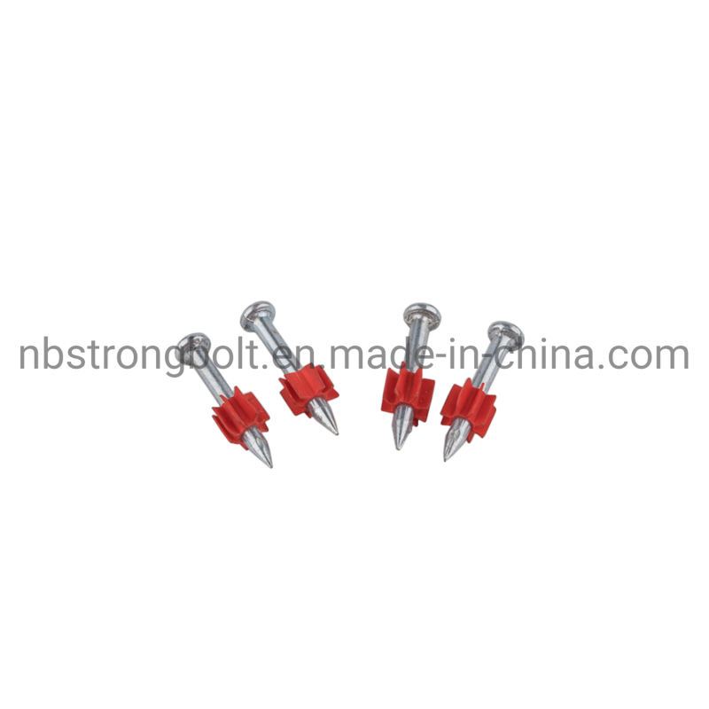 High-Strength Shooting Nail with Red Washer with Yellow Zinc Plated