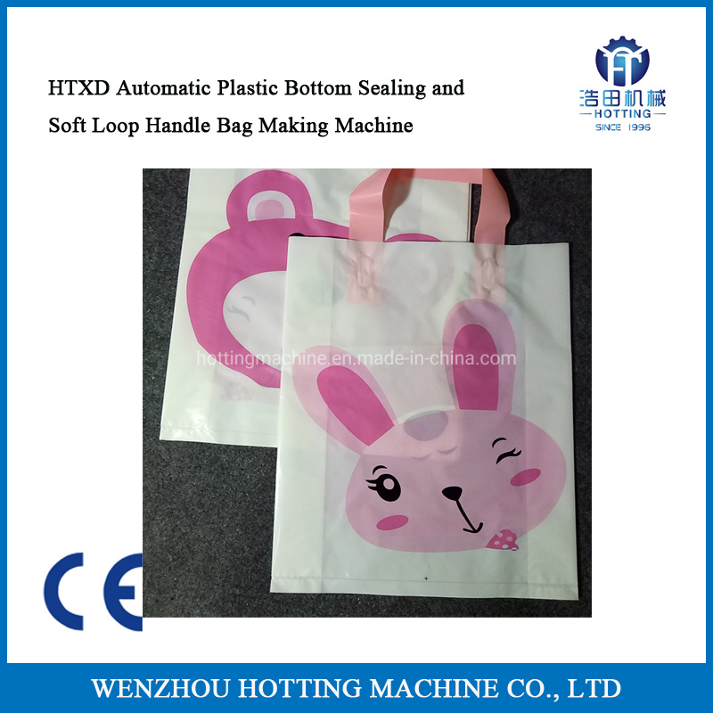 Automatic Plastic Shopping Bag with Handle Bag Making Machine, Degradable Clothes Bag with Soft Handle Making Machine with CE