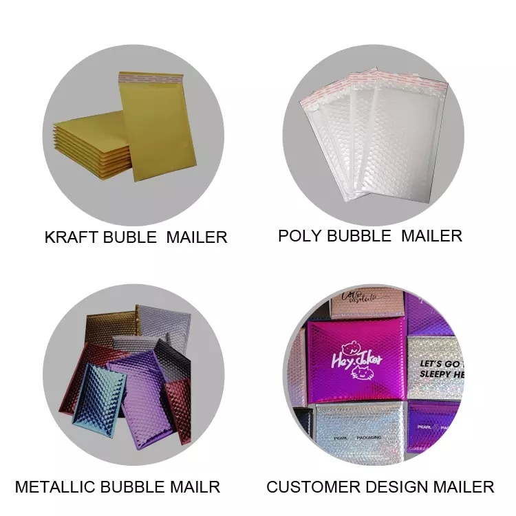 Waterproof Laser Padded Bubble Mailer Metallic Aluminum Film Bubble Bags