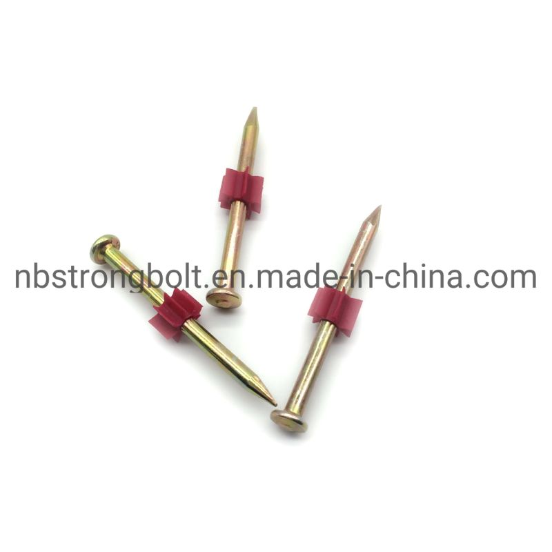 High-Strength Shooting Nail with Red Washer with Yellow Zinc Plated