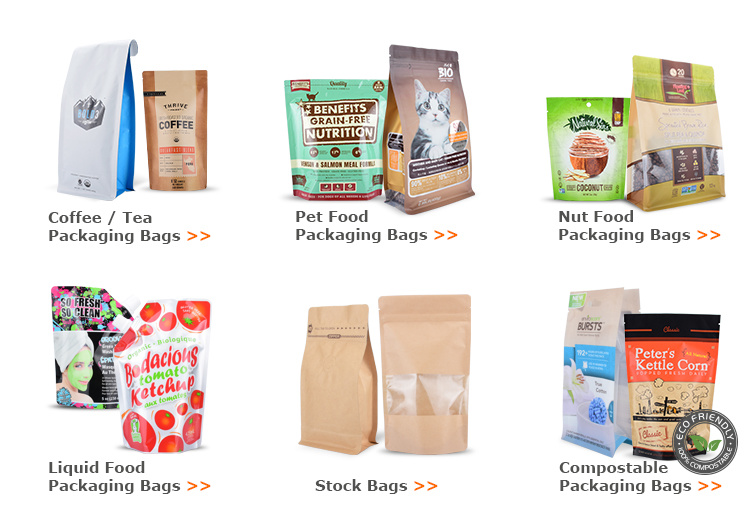 Biodegradable Zipper Bags Coffee Stand up Bags Kraft Paper Bags with PLA